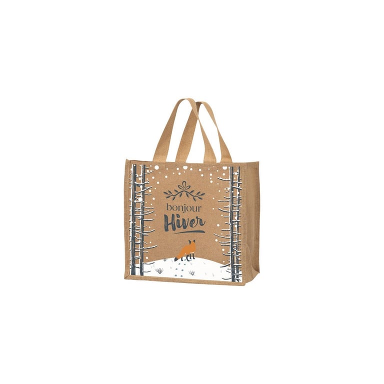 Cabas en jute SPHERE Bonjour Hiver 37 x 23 x 36 cm - vue 2