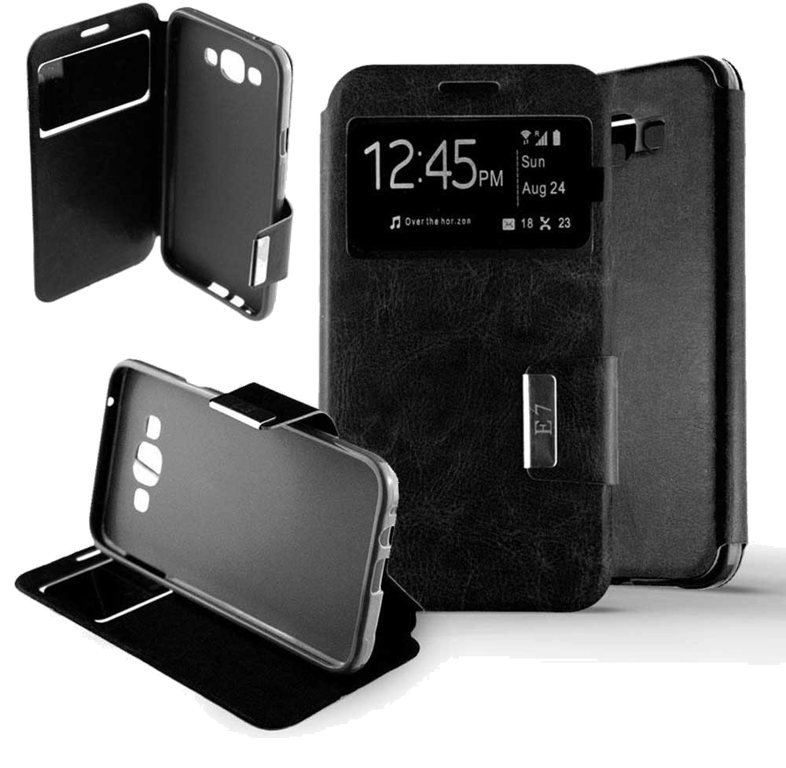 Etui Folio compatible Noir Samsung Galaxy E7