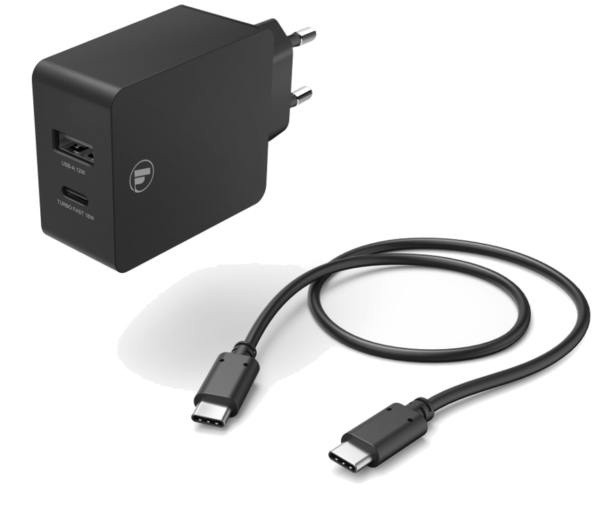 Kit charge secteur, USB-C, USB-A, PD/Qualcomm®, 30W, cble USB-C, 1m, noir