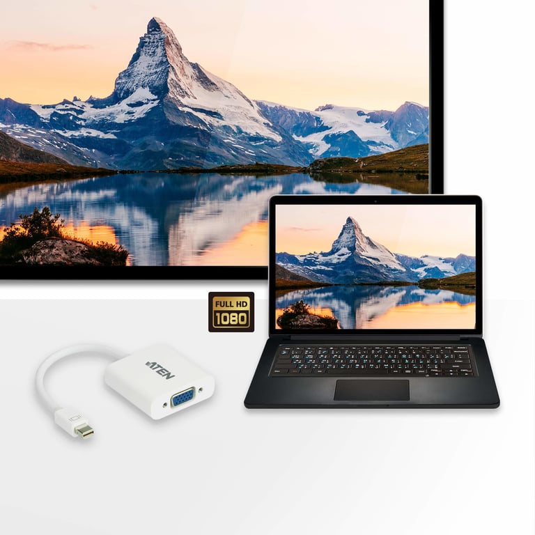 ATEN Adaptateur port Mini Display vers VGA - Neuf
