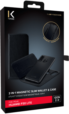 Custodia magnetica sottile GEN 2.0 2-in-1 e guscio per Huawei P30 Lite, nero