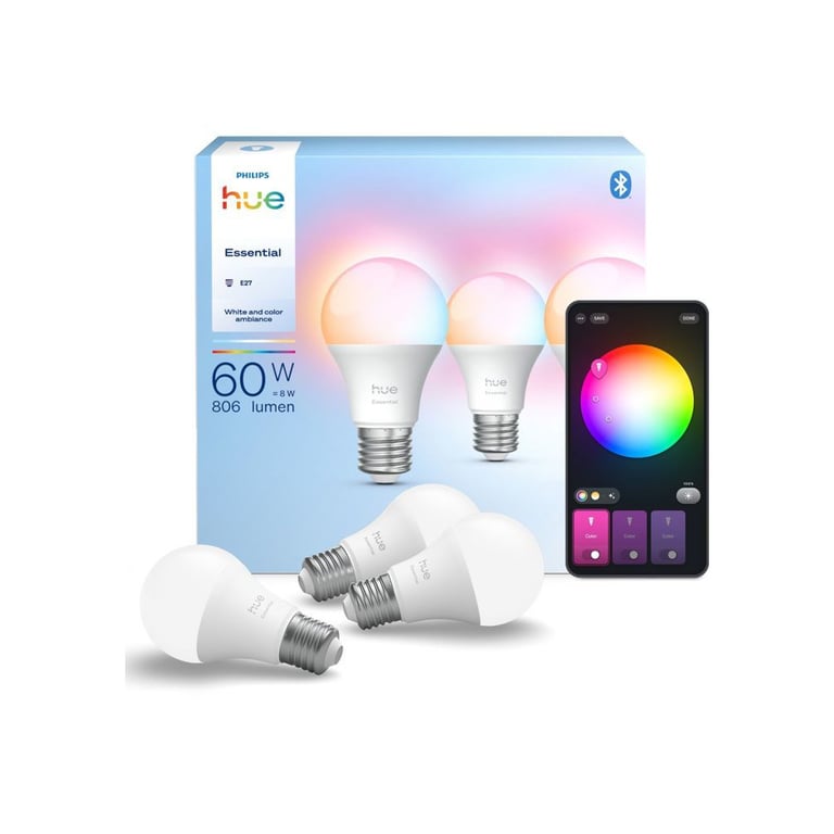 Pack de 3 Ampoules Connectées Philips Hue E WCA 806 A60 E27 3P EU – Blanc et Couleur - vue 6