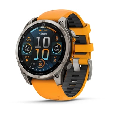 Garmin Fénix 8 AMOLED 47mm GPS Sapphire Titanio con Correa de Silicona Naranja