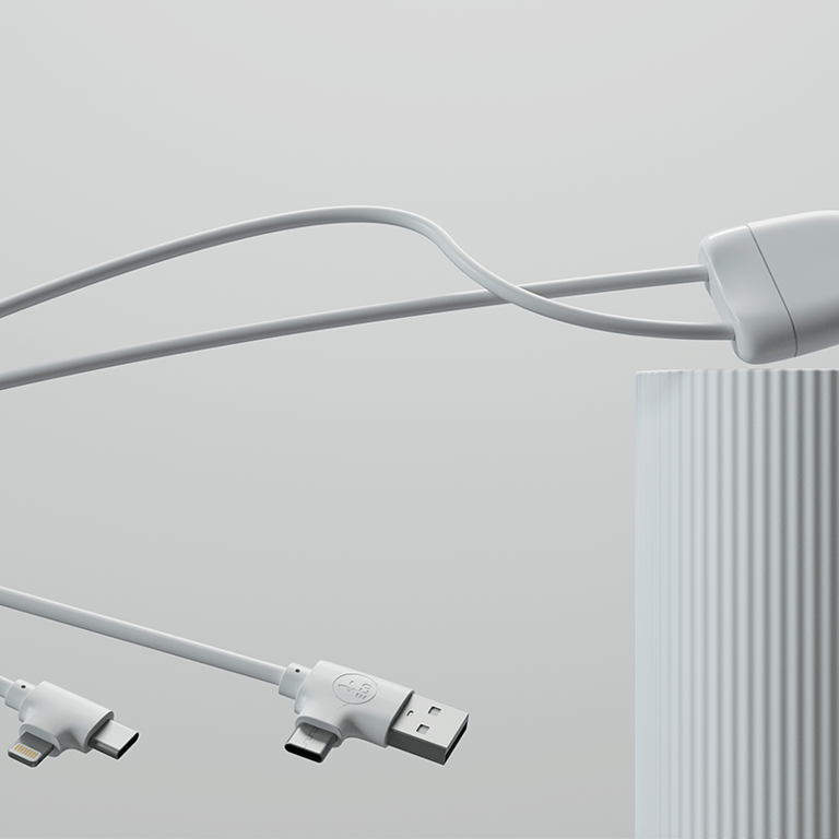 Câble de charge multi-connecteurs Ice-C Blanc