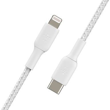 Câble à gaine tressée USB-C vers Lightning BOOST?CHARGE™ (1 m), Blanc