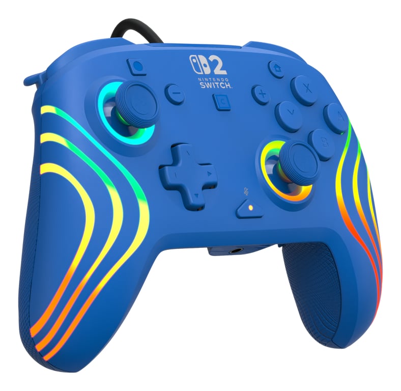 Turtle Beach Afterglow Wave Bleu Manette de gaming RGB filaire Sous licence officielle pour Nintendo Switch 2 - Neuf
