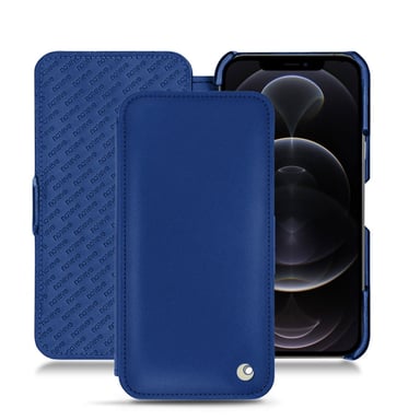 Housse cuir Apple iPhone 12 Pro Max - Rabat horizontal - Bleu - Cuir lisse
