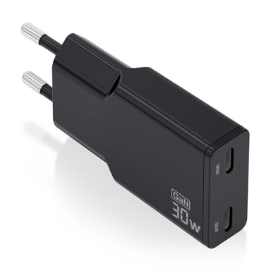 Chargeur Aisens Ultra Slim GaN 30W - 2xUSB-C PD3.0 QC4.0 - Noir