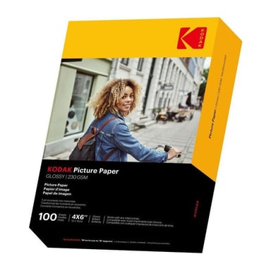 KODAK 9891164 - 100 feuilles de papier photo 230g/m², brillant, Format A6 (10x15cm), Impression Jet d'encre