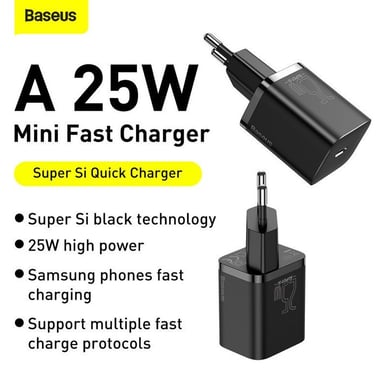 Baseus TZCCSUP-L01 chargeur d'appareils mobiles Smartphone Noir Secteur, USB Charge rapide Intérieure