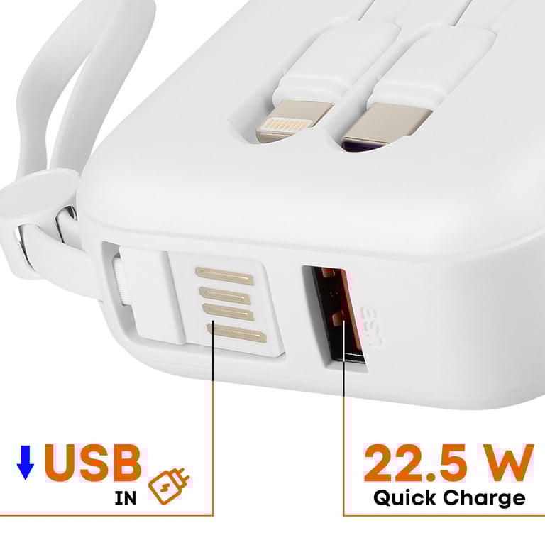 Batterie Externe 10000mAh + Câbles Lightning et USB C Compact Neuf - vue 5