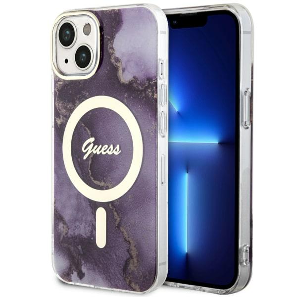 Guess Golden Marble MagSafe - Coque pour iPhone 14 (Violet) - 3666339115838