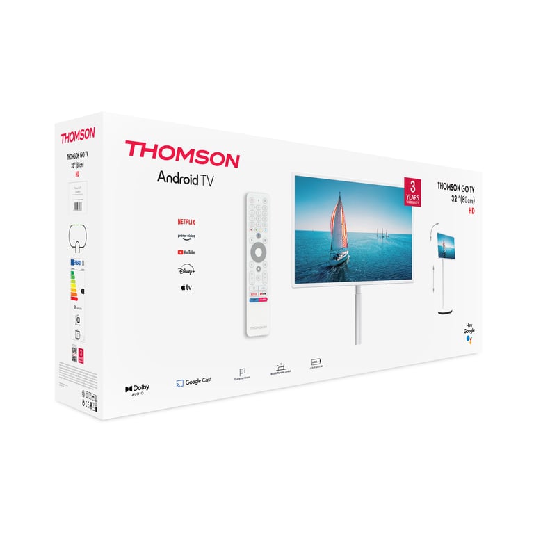 Thomson 32HA4M44 téléviseur et moniteur portables Télévision portable Blanc 81,3 cm (32 ) 1366 x 768 pixels - Neuf