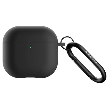 Native Union Funda de silicona para AirPods 4 con mosquetón metálico Negro