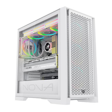 Supra Gaming Nova Case PC Gaming ATX Frontale Mesh Vetro Temperato USB-C GPU 420mm Bianco