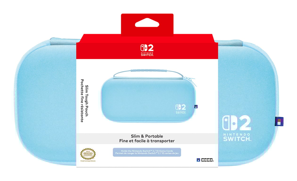 Hori Pochette Fine Résistante (Bleu Clair) pour Nintendo Switch 2 – Sous licence officielle Nintendo - Neuf