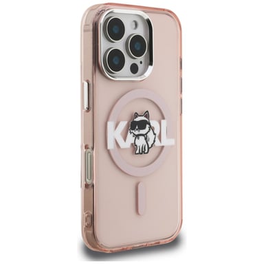 Custodia Karl Lagerfeld IML Choupette Sketch Logo MagSafe per iPhone 16 Pro, rosa