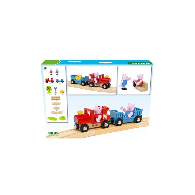 BRIO World 36123 Circuit Peppa Pig Coffret complet 18 pièces avec figurines Peppa Pig et George Circuit de train en bois dès - vue 3