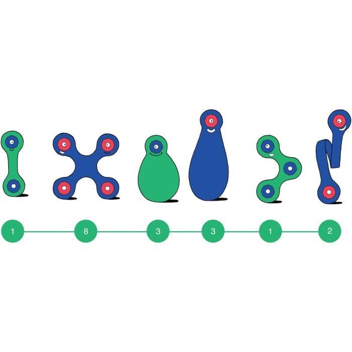 Itsy CLIXO - Bleu/vert - Jeu de Construction Magnétique - Jouet Educatif et Créatif - 18 pcs - Des 4 ans - Neuf
