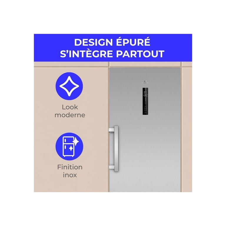Congélateur armoire CONTINENTAL EDISON CECUF300NFIXD 329 Classe D Affichage digital 595 x 648 x 185 cm Inox - vue 3