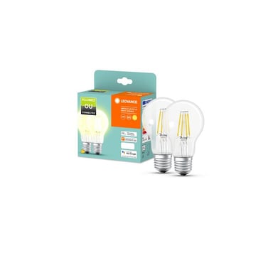 Pack de 2 bombillas conectadas Ledvance Smart variable Filament Clara E27 60W Transparente