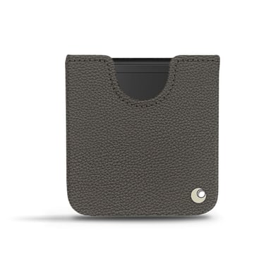 Pochette cuir Samsung Galaxy Z Flip -  - Gris - Cuir grainé