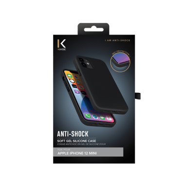 Custodia antiurto in morbido silicone gel per Apple iPhone 12 mini, nero satinato