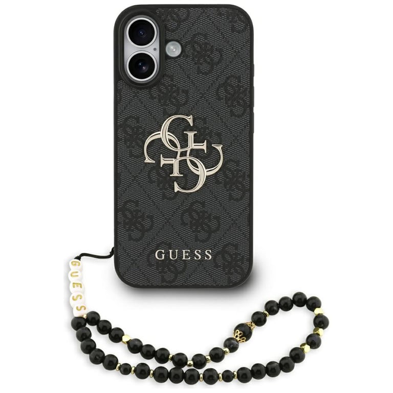 Guess Coque Hardcase 4G Classic Logo avec dragonne de perles pour iPhone 17