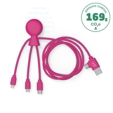 Câble Multi-Connecteurs En Plastique Recyclé Mr Bio Long 1M Xoopar Rose