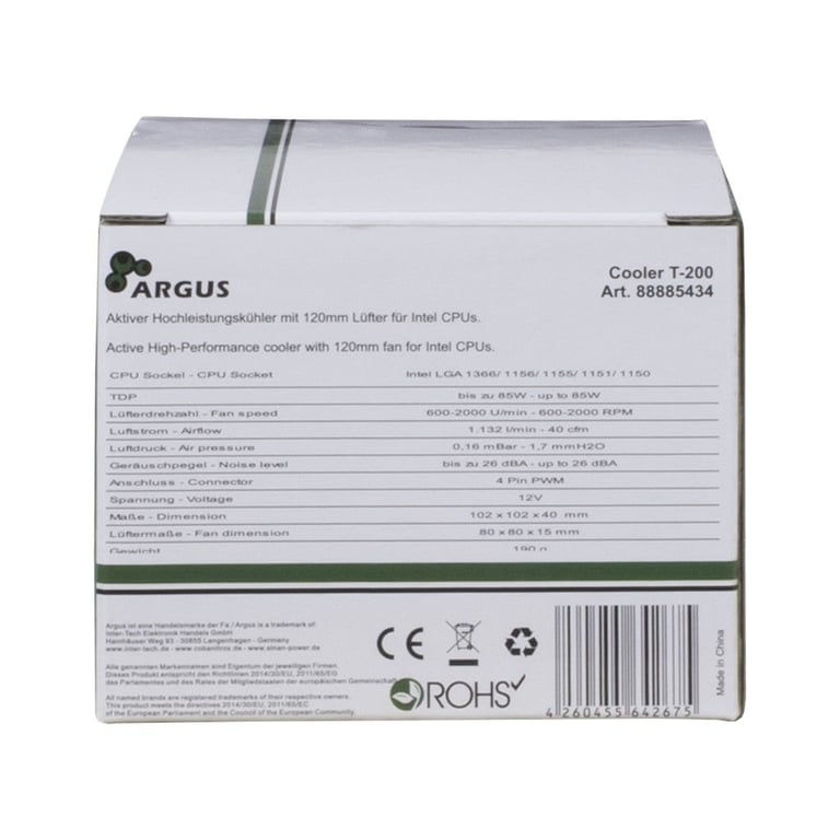 Inter Tech Argus T 200 Processeur Refroidisseur 8 cm Neuf - vue 3