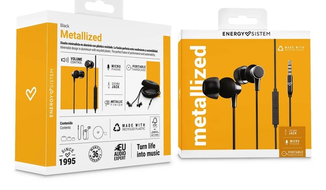 Energy Sistem Metallized Auriculares Alámbrico Dentro de oído Llamadas/Música Negro