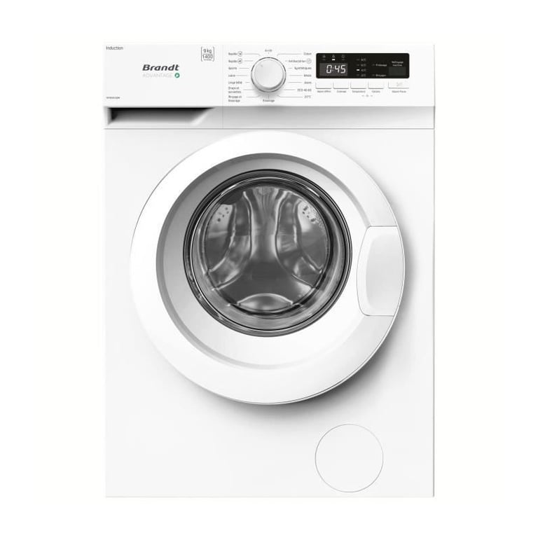 Lave linge hublot BRANDT WFB393QW 9 kg Induction L60cm Classe A 1400 trsmin - vue 6