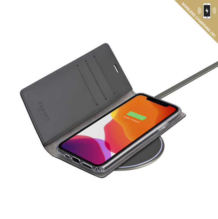 Diarycase 2.0  Coque clapet en cuir véritable avec support aimanté pour Apple iPhone 11 Pro, Noir Minuit