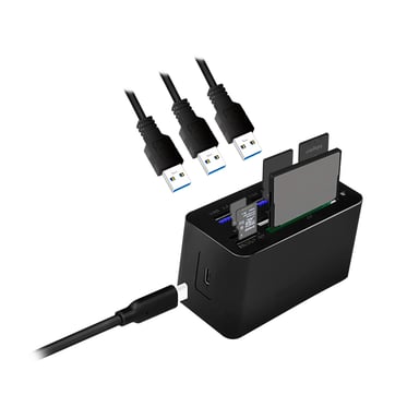 LogiLink CR0046 base para portátil y replicador de puertos Alámbrico USB 3.2 Gen 1 (3.1 Gen 1) Type-C Negro