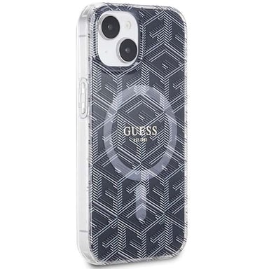 Custodia Guess per iPhone 15 6,1'' nero Custodia rigida IML GCube MagSafe