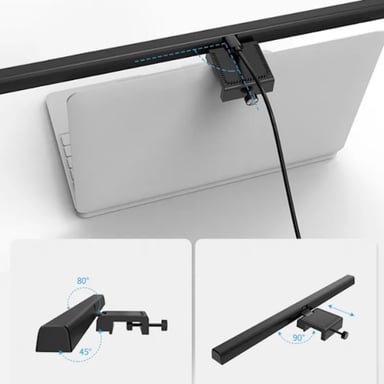 Elight I7 ordinateur portable et moniteur mince Fix lampe LED de soin des yeux 50 cm pour le bureau à domicile et l'étude noir