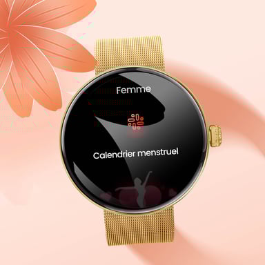 Montre Connectée Femme Élégante Suivi Santé Appel Bluetooth Dorée