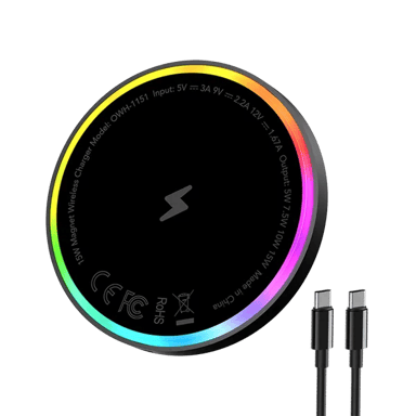 oraimo PowerDock 15W – Cargador inalámbrico Qi rápido para iPhone y Android, diseño compacto universal