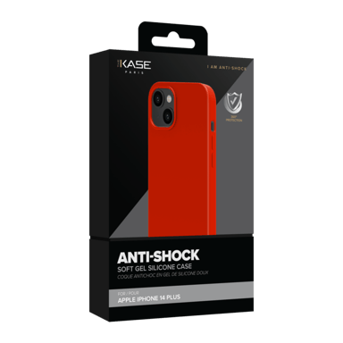 Coque antichoc en gel de silicone doux pour Apple iPhone 14 Plus, Rouge Ardent