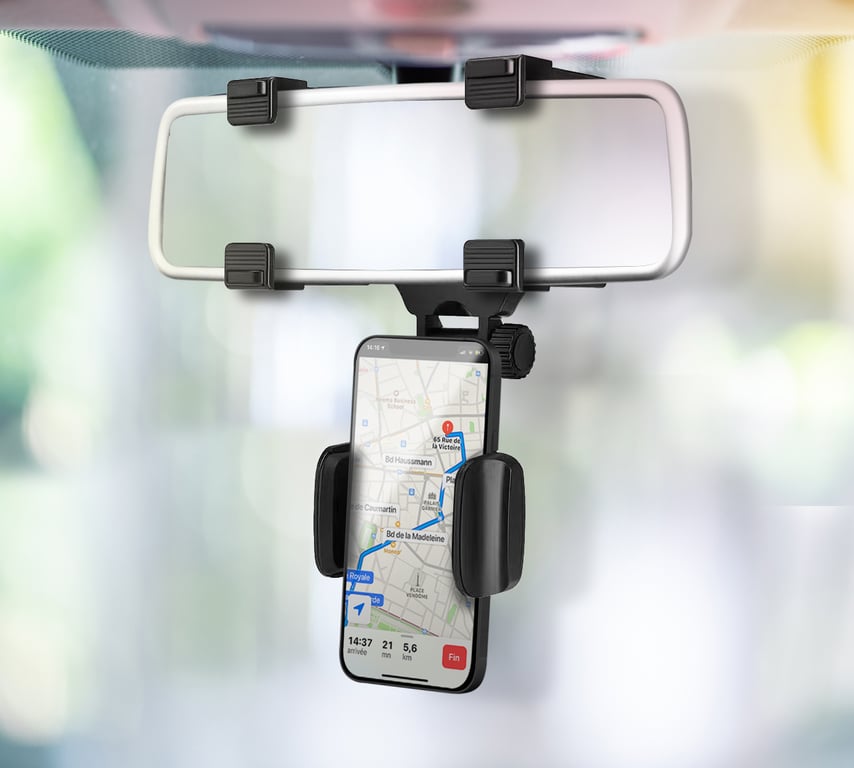 Support Voiture Ajustable sur Rétroviseur Noir Bigben - Neuf