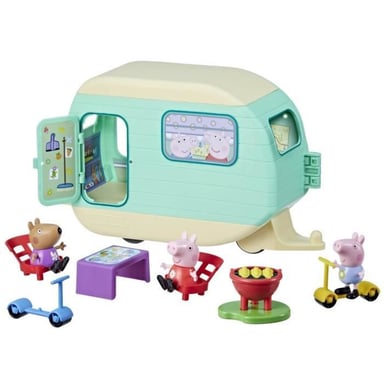 Peppa Pig, la roulotte di Peppa con 3 figure e 6 accessori, giocattoli prescolari per bambine e bambini, a partire dai 3 anni di età.
