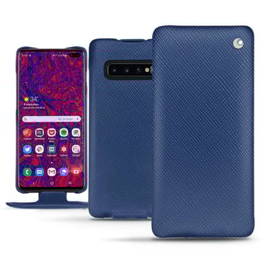 Housse cuir Samsung Galaxy S10+ -  - Bleu - Cuir saffiano