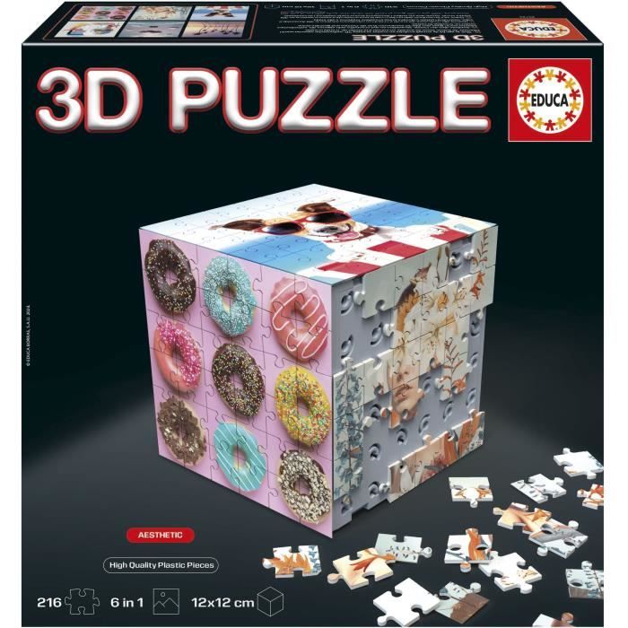 Educa 3D Puzzle Cube Art | Puzzle en Forme de Cube avec 216 Pièces | 6 Puzzles de 36 Pièces | Défi Ludique pour Enfants dès 20123 - vue 3