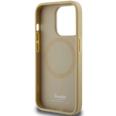 Custodia Hello Kitty per iPhone 15 Pro Max 6,7'' oro Custodia rigida in pelle Kitty Head MagSafe