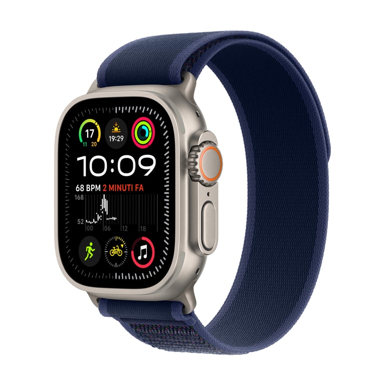 Apple Watch Ultra 2 GPS + Cellular, Boitier en titane or de 49 mm avec Boucle alpine Bleu foncé, S/M - Bon état