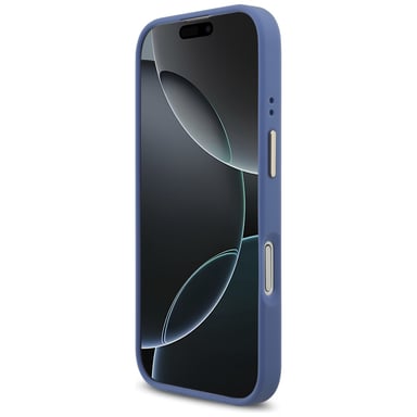 Custodia MagSafe Guess 4G con logo e cinturino grande in metallo per iPhone 17 blu