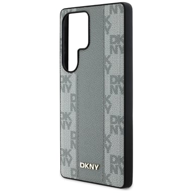 Custodia DKNY in pelle a motivo check compatibile MagSafe per S25 Ultra, colore taupe
