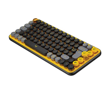 Logitech Wireless Keyboard - Teclas POP mecánicas con teclas Emoji personalizables, Bluetooth o USB, diseño compacto y duradero - Amarillo