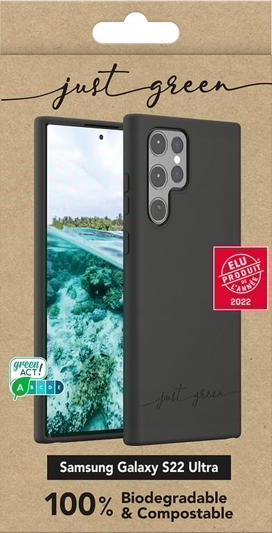 BIGBEN CONNECTED Coque Samsung G S22 Ultra 5G Biod&eacute;gradable Noire Just Green - Neuf