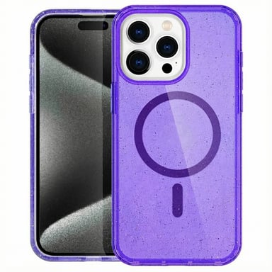 imoshion Coque Pailletée avec MagSafe pour Apple iPhone 15 Pro - Paillettes Violet